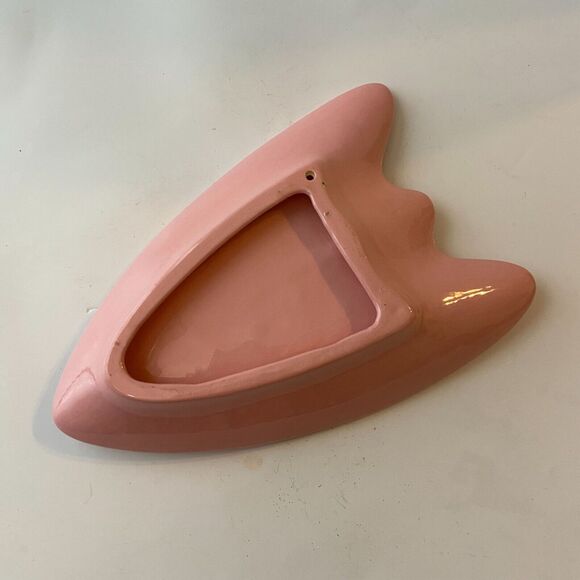 Mid Century Trinket Dish Pottery Petal Sculpted Atomic Mauve Vintage Coin Dish - Picture 4 of 7